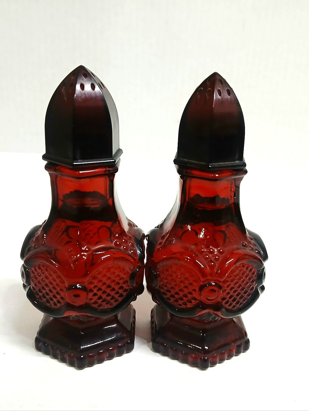 Vintage Avon Cape Cod Ruby Red Glass Salt and Pepper Shakers